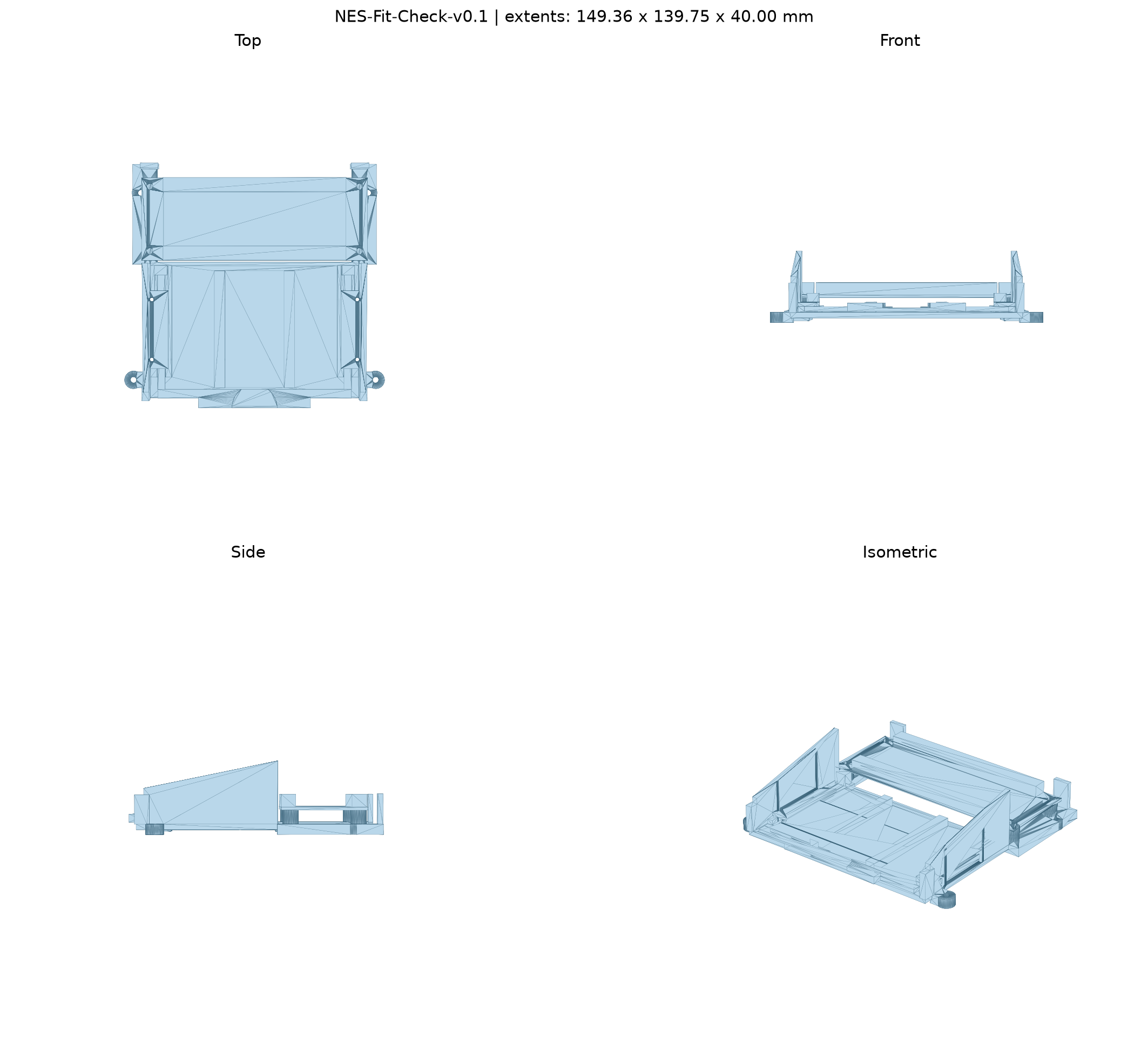 Top, front, side, and isometric CAD views of the replacement cartridge tray